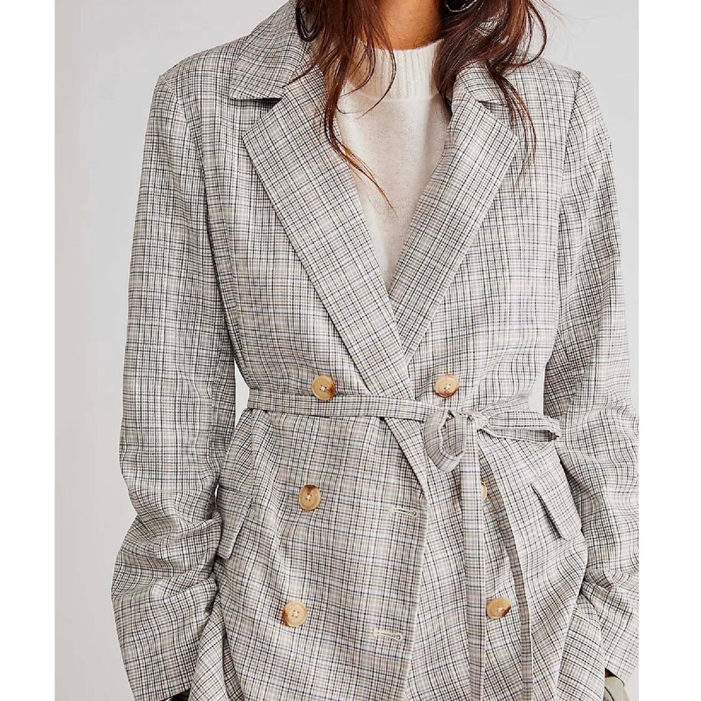 Free People Olivia Blazer in Natural Plaid Combo. NWT XLarge - Picture 5 of 15